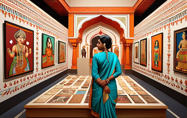 ** A vibrant and detailed illustration showcasing various career paths related to Indian art and culture. Include a museum curator examining artifacts, a tour guide leading a group through a historical site, and a digital artist creating modern art inspired by traditional Indian motifs. The overall feel should be energetic and optimistic, highlighting the diverse opportunities available.

**