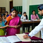 Home 22 문화예술사 자격증의 역사와 배경 - A vibrant classroom scene at a prestigious Indian cultural institute where diverse students, dressed...