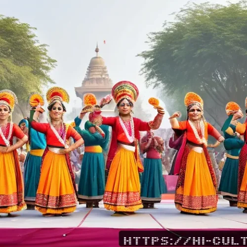 Home 33 문화예술사 자격증에 대한 Q A - A vibrant cultural festival scene in India showcasing traditional folk art performances, with artist...