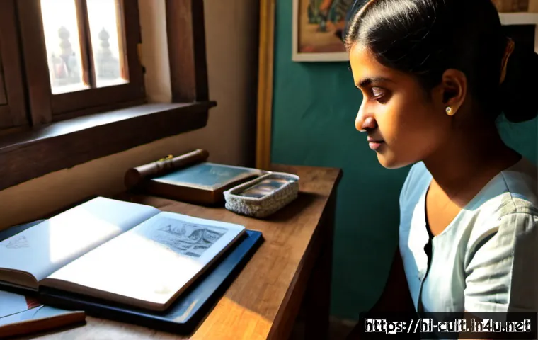 Home 17 문화예술사 자격증과 커뮤니티 아트 프로젝트 - Photorealistic Indian cultural arts certification study scene, a focused young adult seated at a tid...